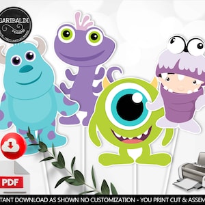 Monsters Centerpieces Printable Monsters Table Decorations Digital Download Little Monsters Cutouts Baby Shower Party Supplies DMI