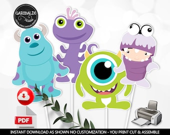 Monsters Centerpieces Printable Monsters Table Decorations Digital Download Little Monsters Cutouts Baby Shower Party Supplies DMI