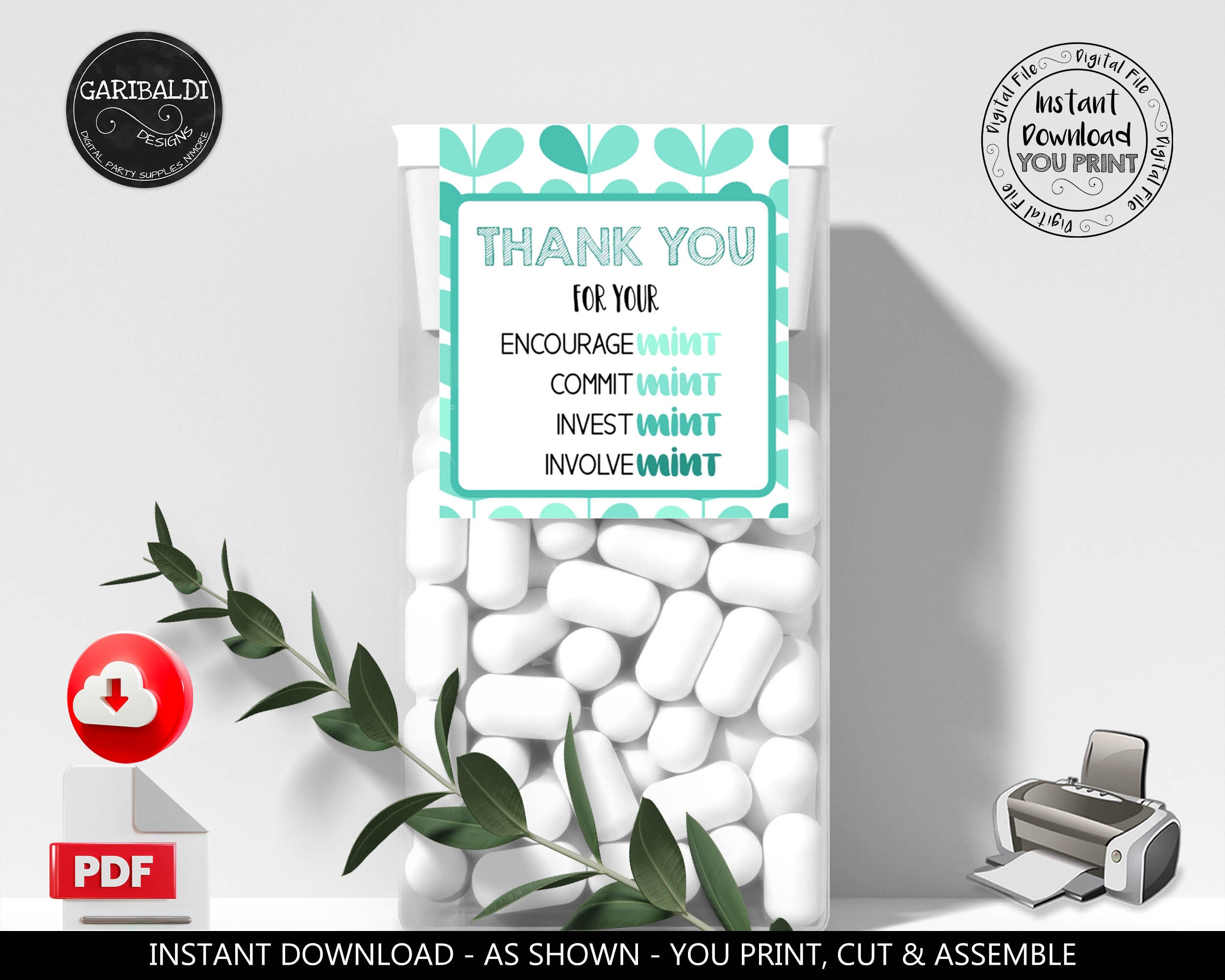 Teacher Appreciation Mint Tic Tac Labels Volunteer Staff PTA Nurse