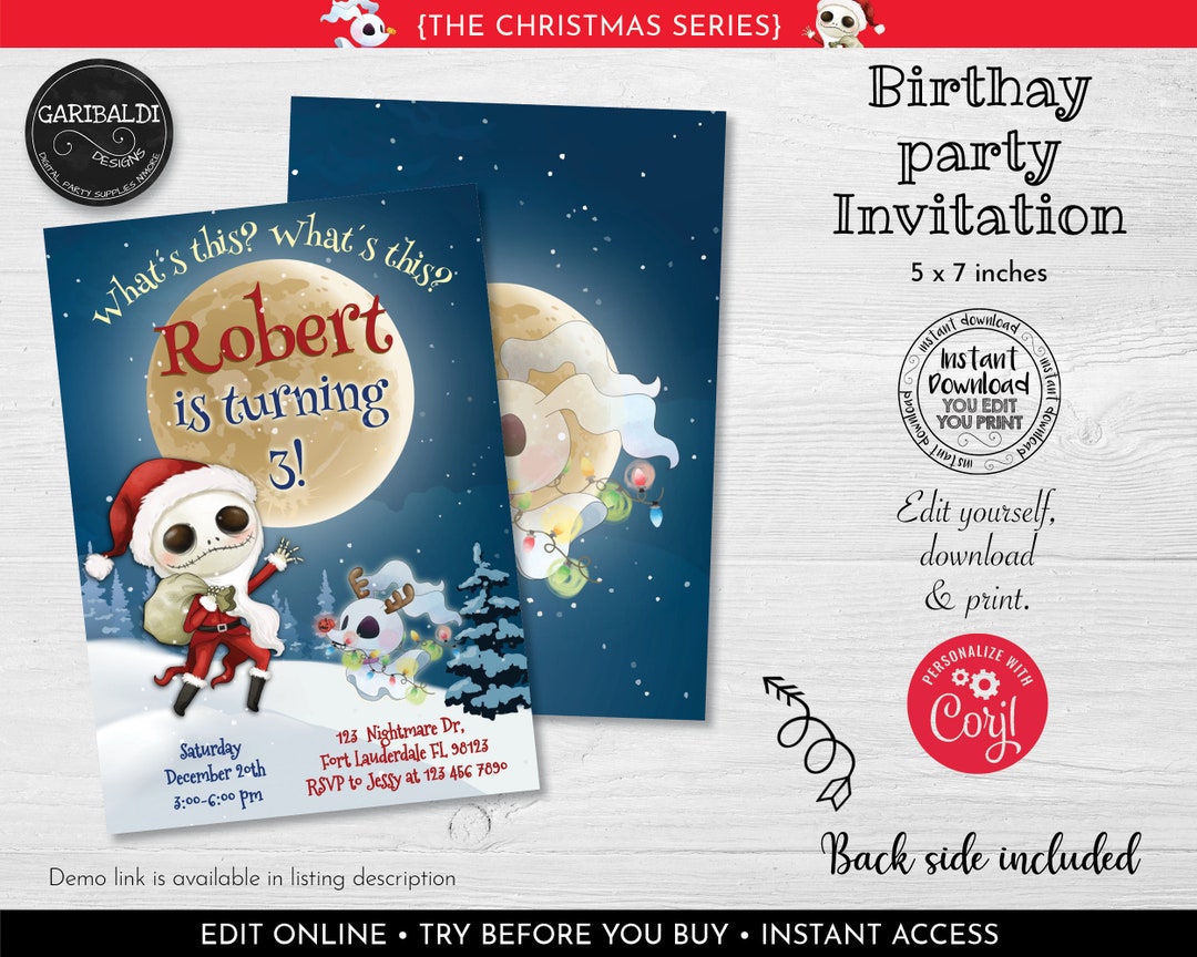 Editable Nightmare Before Christmas Invitation Nightmare - Etsy