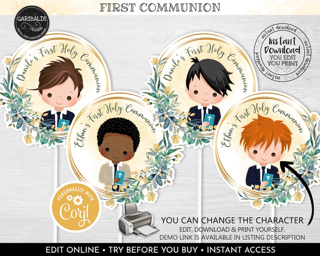 Editable First Holy Communion Centerpieces, Printable First Communion ...