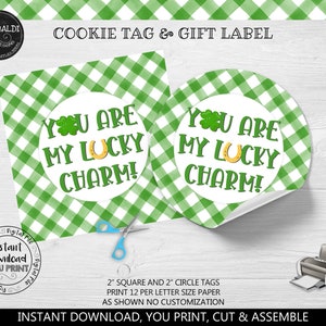 Instant download You're my lucky charm Cookie Tag, Green Shamrock Good Luck Clover Printable Tag, Happy St. Patrick's Day Favor Tag SPT