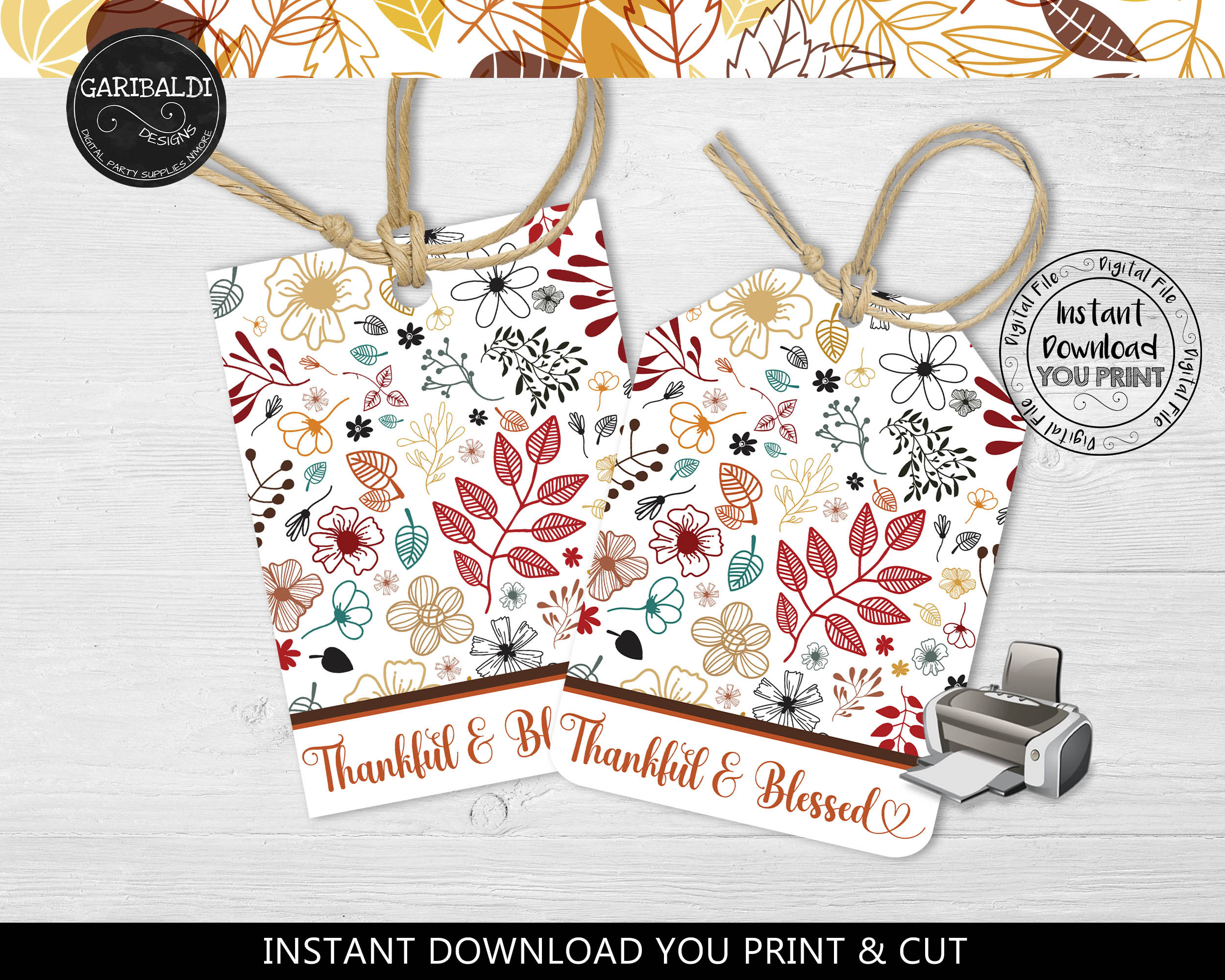 Printable Thanksgiving Favor Tags Fall Gift Tags Thanksgiving Labels ...