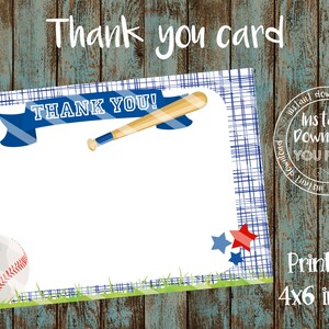 Printable Baseball Thank you card, Baseball Thank you Card, Printable Baseball Thank you Notes, Baseball card, Baseball birthday party card