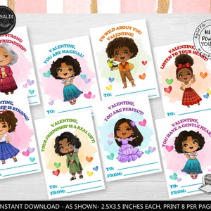 Instant Download Valentine's Day Cards Encanto Valentine's Day Tags School Class Valentine's day Exchange Cards Magical Kids Favor Tags VL