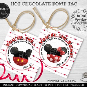 Hot Chocolate Bomb Tag Valentine&#39;s Hot Cocoa Bomb Tag You&#39;re The Bomb Valentine Gift Tag Valentine&#39;s Hot Chocolate Instructions Tag HCBT VL