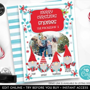 Editable Photo Christmas Card Christmas Card Template Printable Christmas Card Instant Download Christmas Card Christmas Gnomes Card CH20