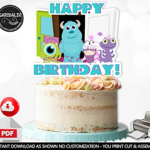 Monsters Cake Topper Cute Monsters Centerpieces Birthday Party Decorations Monsters Baby Shower Digital Download Printable Cake Topper DMI