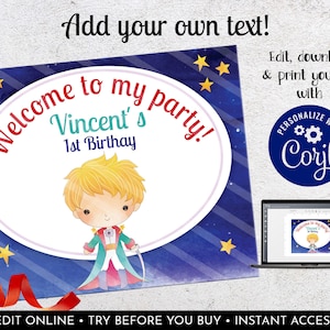 Editable Little Prince Welcome Board, The Little Prince Welcome Poster, Instant Download Little Prince Welcome Template Sign LP001