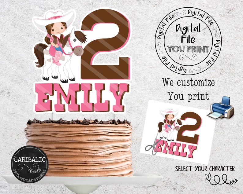 Cowgirl Printable Cake Topper Cowgirl Centerpiece Cowgirl | Etsy