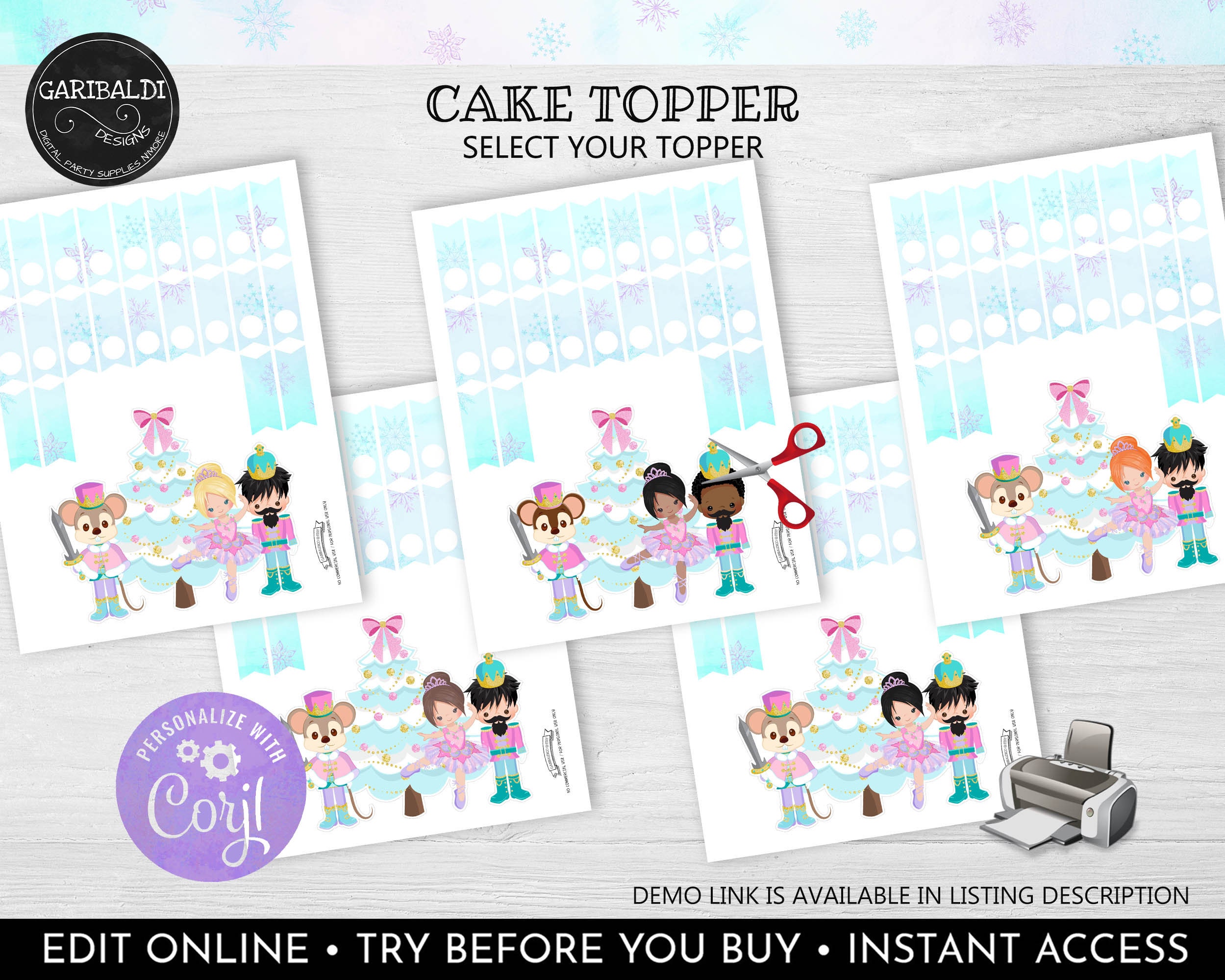 Editable Nutcracker Cake Topper Printable Land of Sweets - Etsy