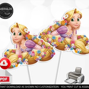 Instant Download Rapunzel Cake Topper Printable Princess Rapunzel Centerpiece Princess Birthday ...