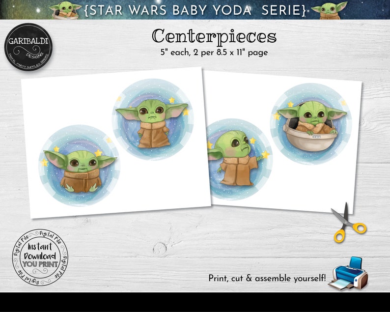 Star Wars Printable Centerpieces Mando Baby Yoda Etsy