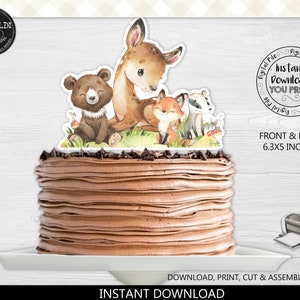 Instant download Woodland Cake Topper, Printable Woodland Animals Centerpieces, Woodland Baby Shower Decor, Wild One Party Supplies WL