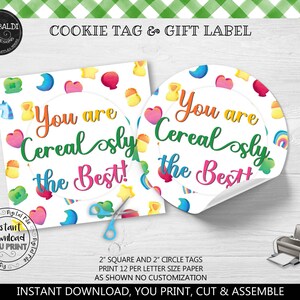 Instant Download You Are Cereal-sly the Best Gift Tag, Printable St. Patrick's Day Favor Tag, Marshmallow Cereal The Best Cookie card SPT