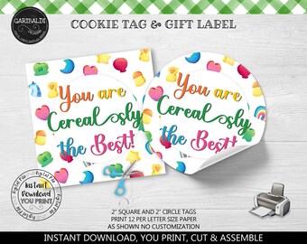 Instant Download You Are Cereal-sly the Best Gift Tag, Printable St. Patrick's Day Favor Tag, Marshmallow Cereal The Best Cookie card SPT
