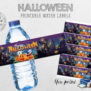 Instant download Halloween Water Bottle Labels DIY Halloween Water Labels Halloween Printable Party Supplies Halloween Favors HW