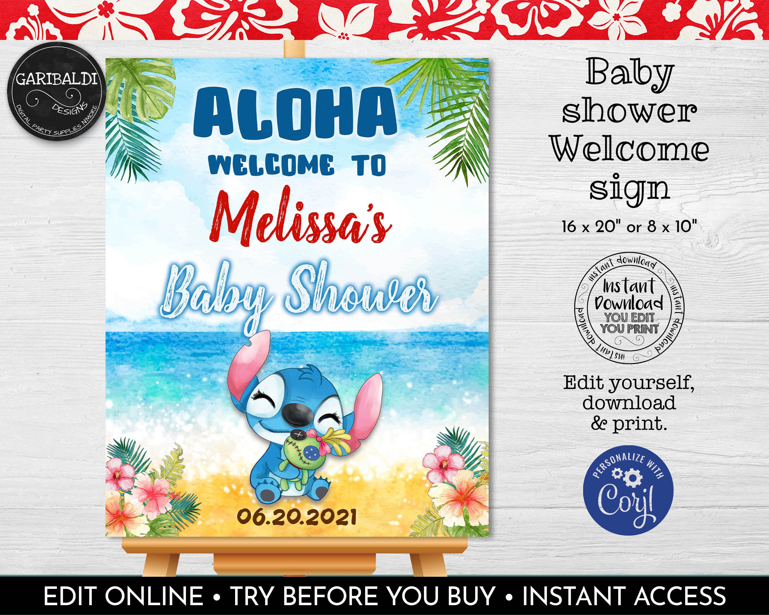 Lilo and Stitch II 5x7 in. Birthday Invitation - Instant Download and Edit  with Adobe Reader