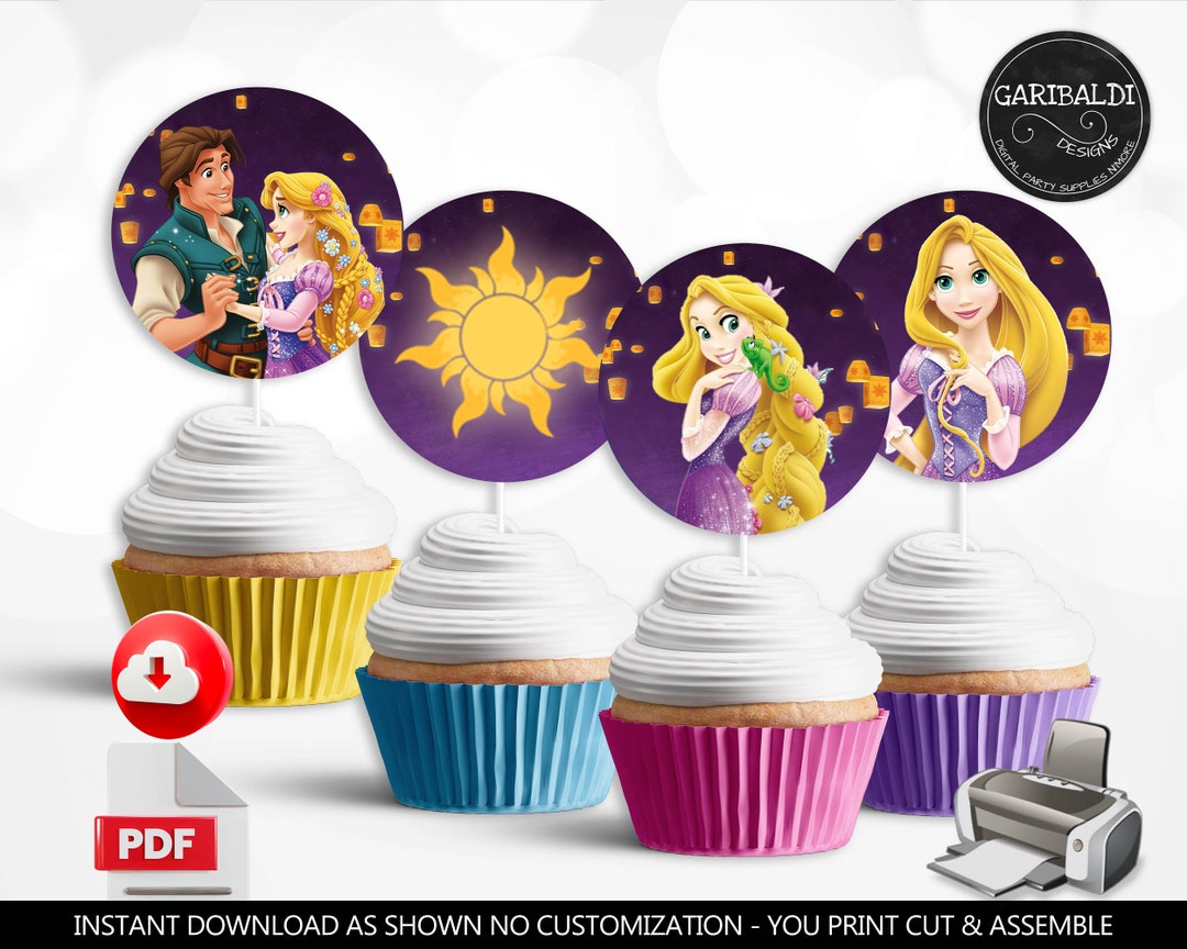 Rapunzel Cupcake Toppers Instant Download Tower Princess Labels ...