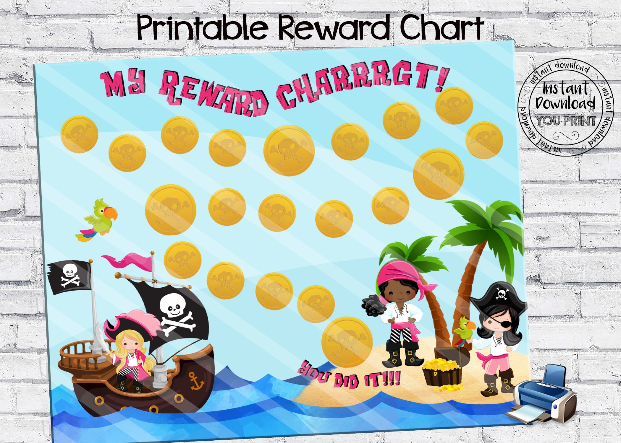 Printable Reward Chart Pirate Incentive Chart Pirate Reward | Etsy