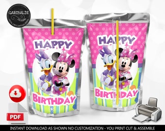 Instant download Minnie and Daisy Juice Pouch Labels Printable Birthday Party Decorations Minnie's Bowtique Birthday Party Supplies BWQ