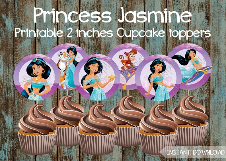 Princess Jasmine Cupcake Toppers Jasmine Printable Cupcake ...