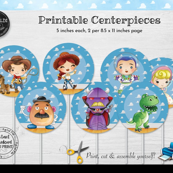 Printable Toy Story Centerpieces, Toy Story Party Decorations, Toy Story Birthday, Toy Story Party Supplies, Toy Story Baby Shower TSS