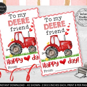 Druckbare Traktor Valentinstagskarten Deere Freund Valentinstagskarte Schule Valentinstag Karten Roter Traktor Valentinstag Tags VL