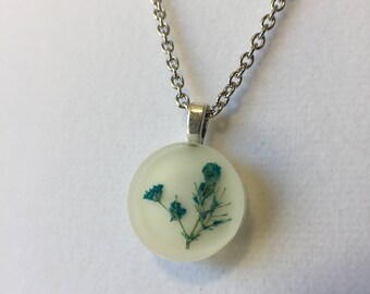 Blue Baby's Breath Resin Necklace