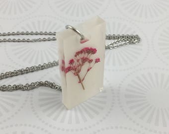 Pink Baby's Breath Resin Necklace