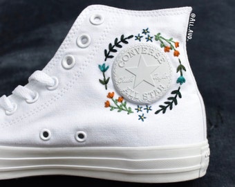 rose embroidered converse