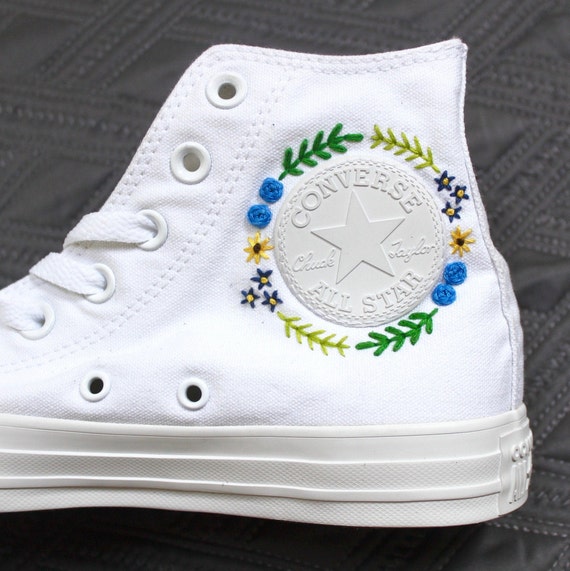 custom chuck taylor all star floral embroidery high top