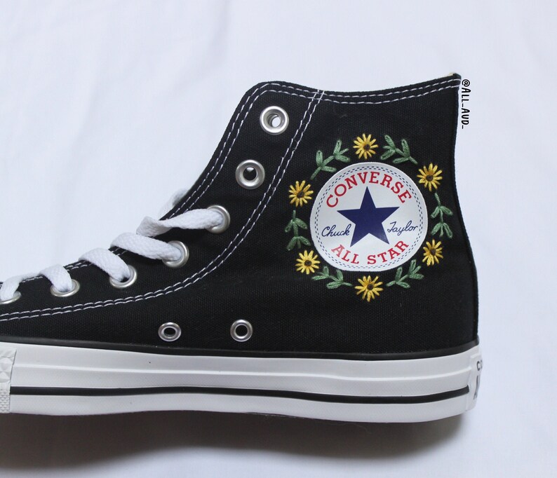 Floral Logo Embroidered Converse Etsy