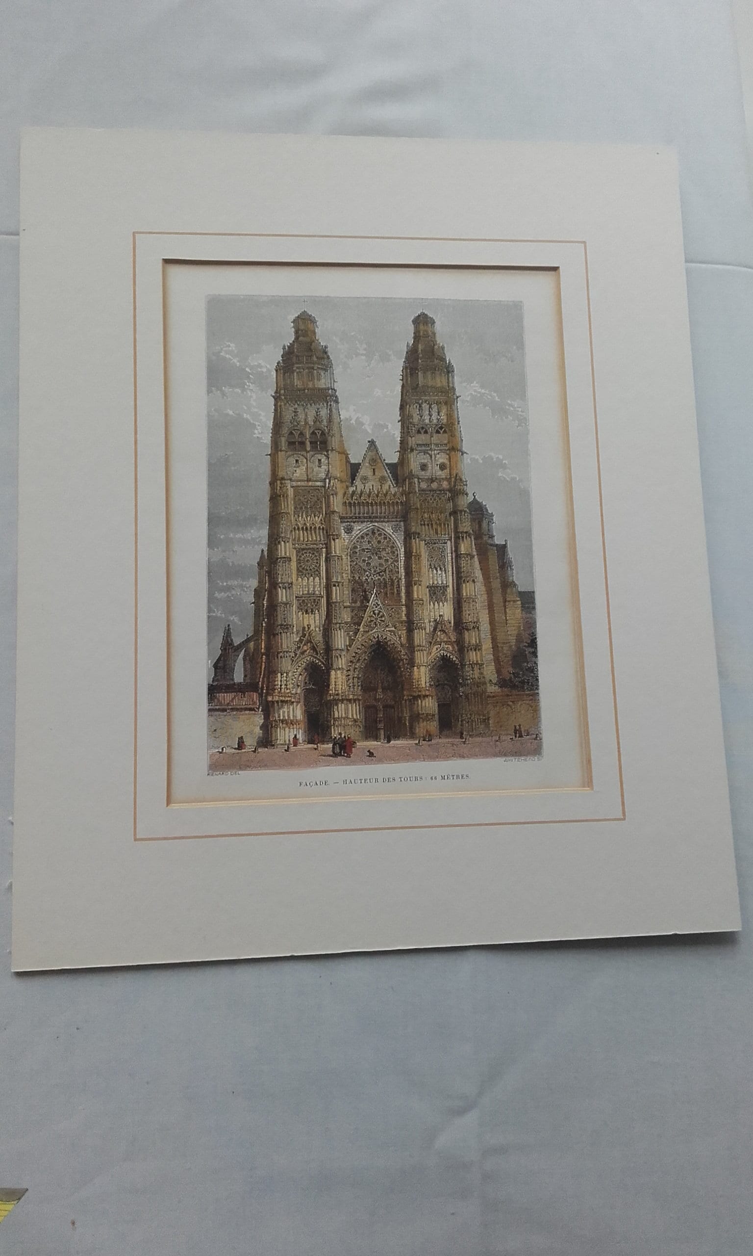 Antique Lithograph Engraving Print with mount of Facade Etsy