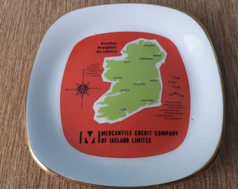 Royal Tara Mercantile Credit Card Company Fine Bone China Pin Dish or Ashtray Made in Ireland Vintage Advertising Merchandise