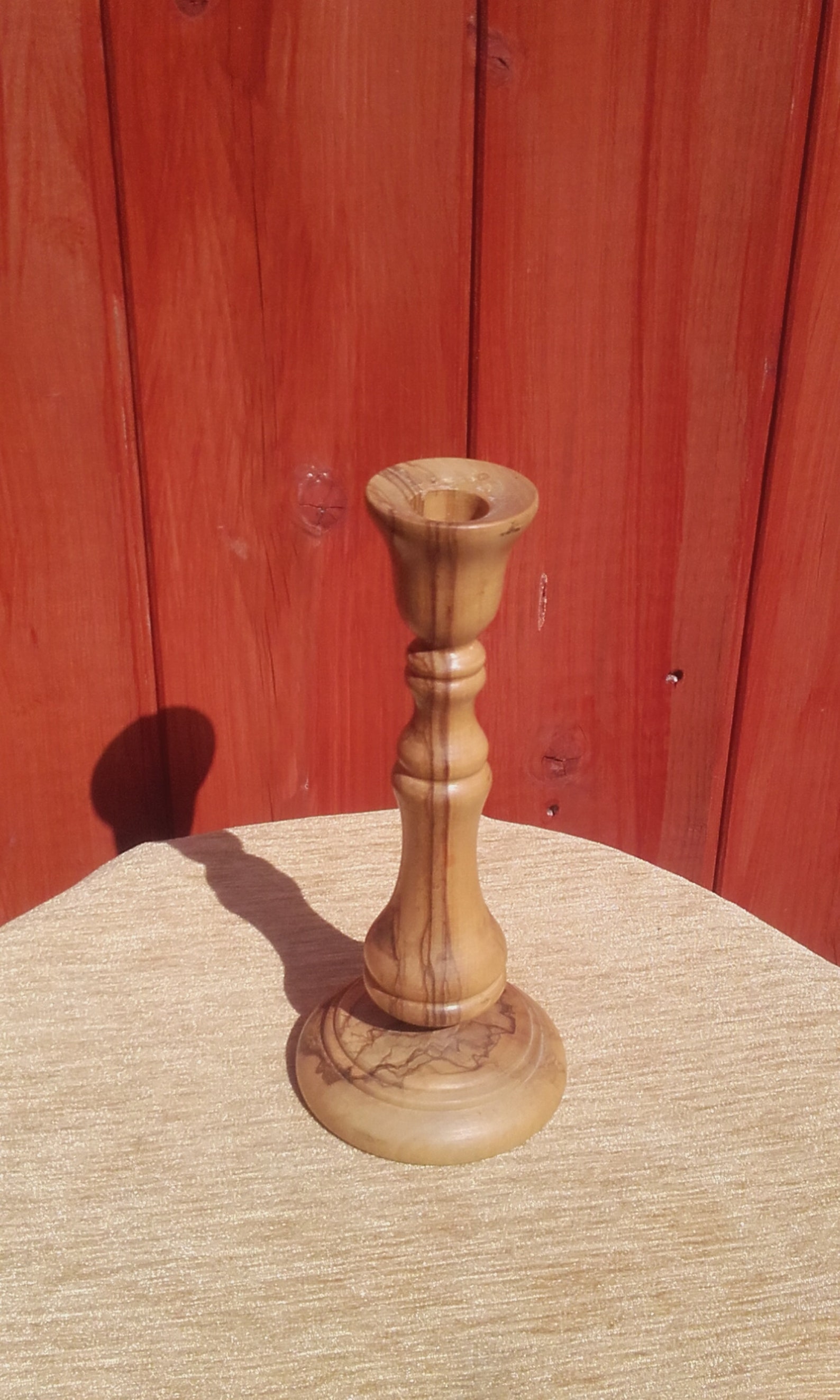 Wooden Candlestick Hand Turned Vintage Treen With Dark Grain