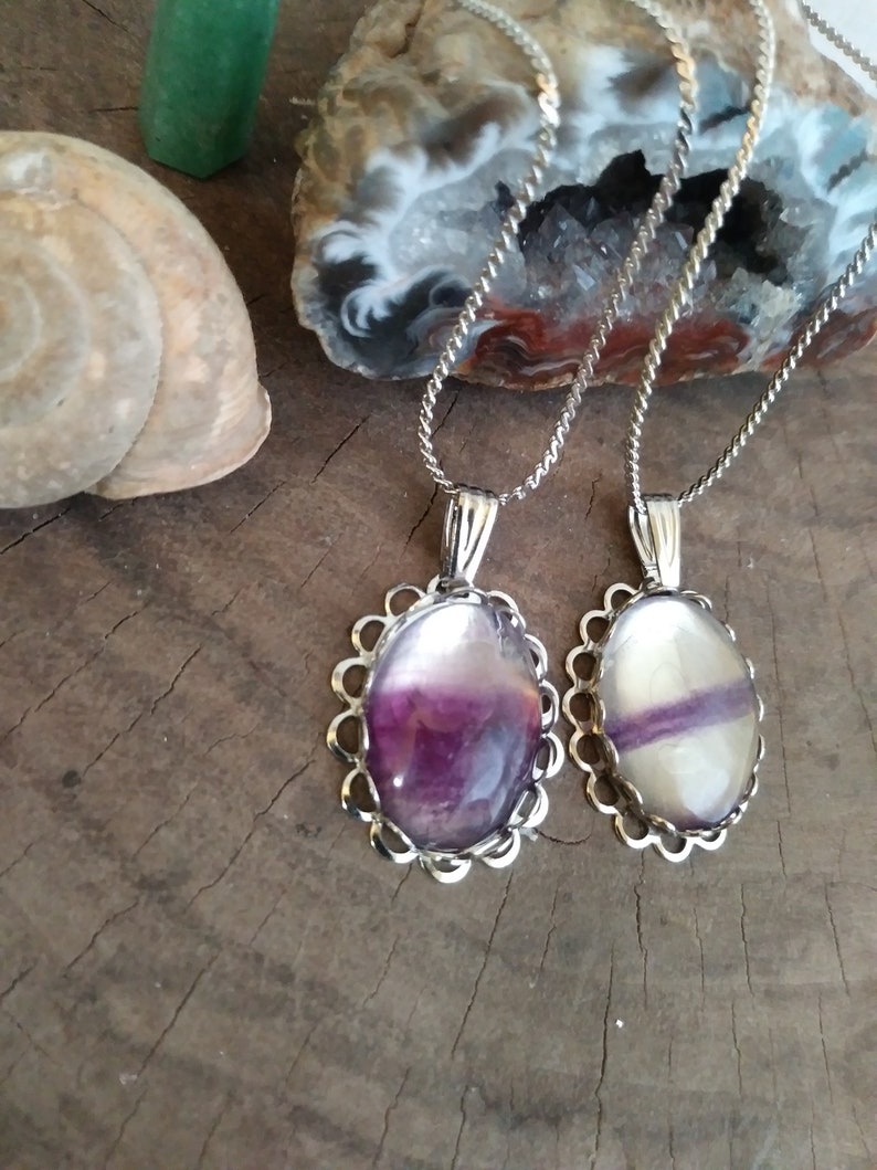 Fluorite Pendant Crystal Jewelry Fluorite Necklace