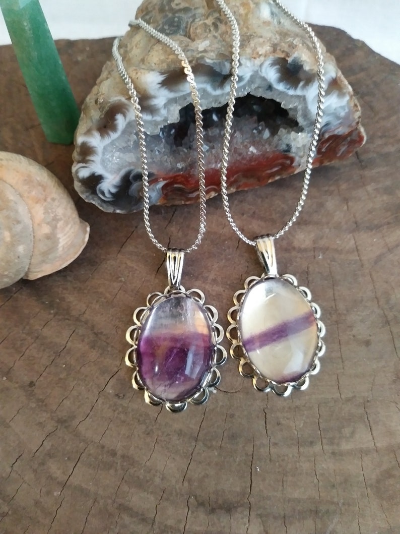 Fluorite Pendant Crystal Jewelry Fluorite Necklace