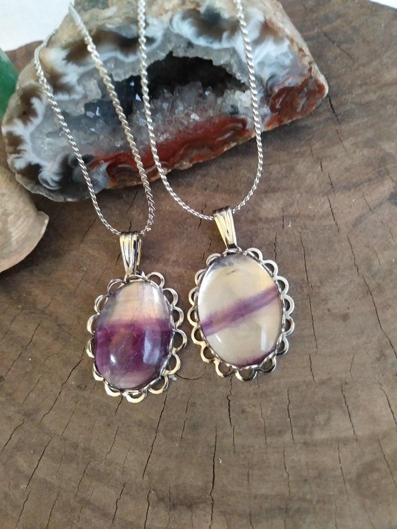 Fluorite Pendant Crystal Jewelry Fluorite Necklace