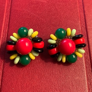 Vintage Mid-Century Germany earrings fiesta colors