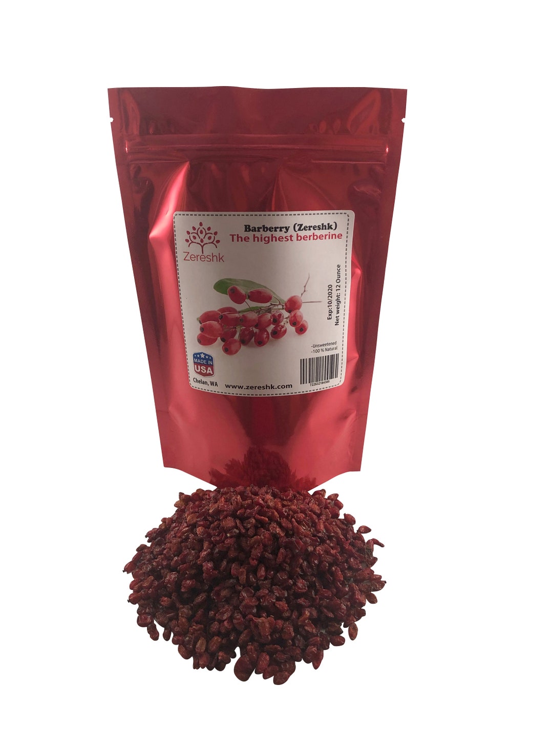 Premium Dried Barberries (Zereshk) - 8 Ounce Tart Red Berries For Persian Cooking, Rice Pilaf & Middle Eastern Recipes