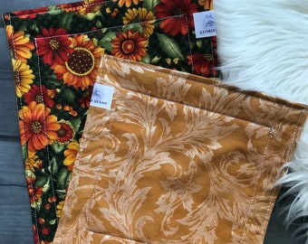 Rev. Mug Rugs - Autumn Sunflowers/Bronze Swirl Cotton