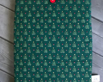 Book Sleeve - Cmas Trees Cotton w/Gold Minky