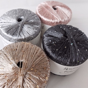 Sequin yarn  Paillettes from Rosarios4, shiny, sparkly, glitter yarn, Decorative knitting thread with sequins, Lace Yarn for knitting