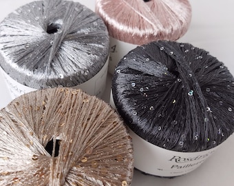 Rosarios4 Paillettes Sequin Yarn, Decorative Lace Knitting Thread