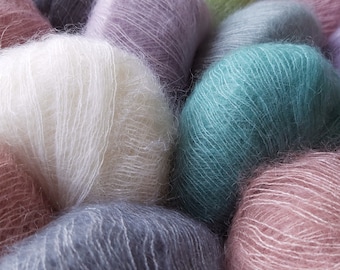 Seide Mohair Lace Garn, Rosarios 4 Aurora, Naturfasern