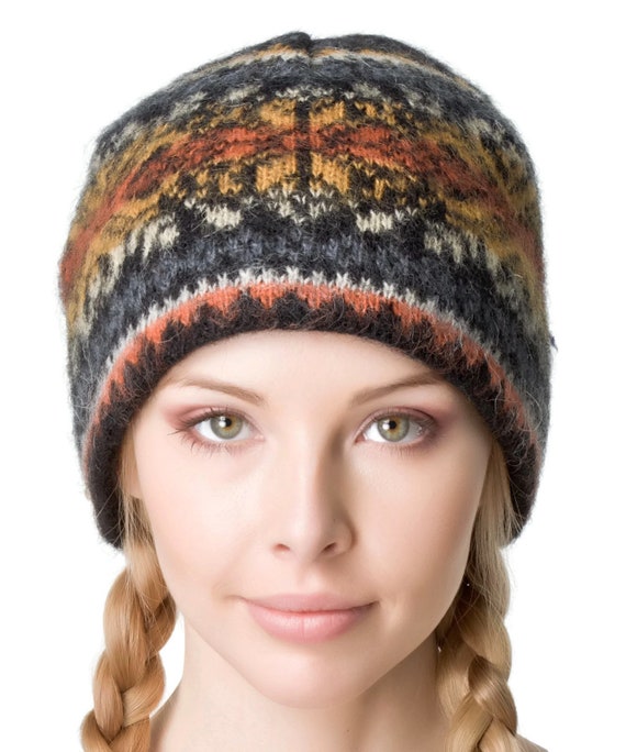 Winter Wool Hat Beanie Cap Fair Isle 