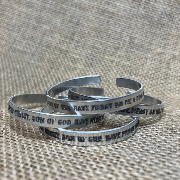 Jesus Prayer Engraved Metal Cuff Bracelet