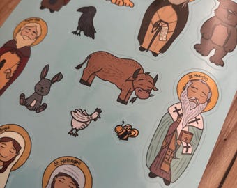 Hoja de pegatinas de vinilo de Icon Friends & Animal Pals (5" x 7")