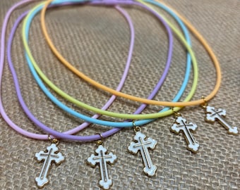 Silicone Cord Cross Necklace